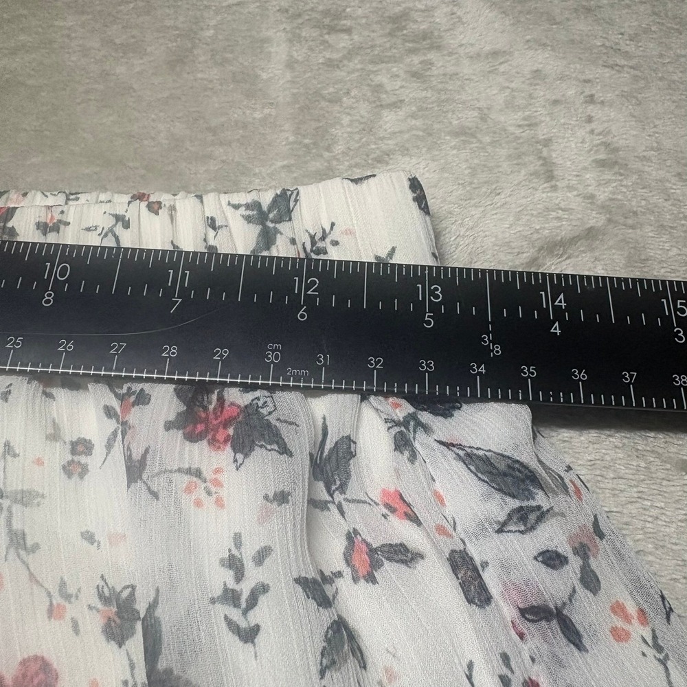 Abercrombie & Fitch Mini Skirt Medium White Floral Ruffle Tiered Chiffon - Picture 4 of 6